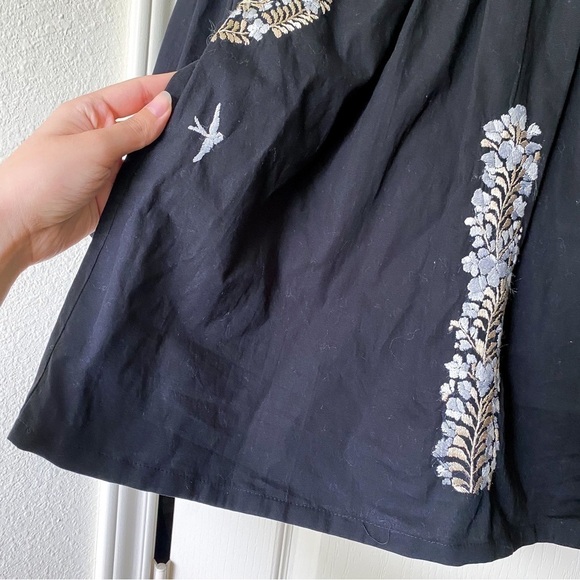 Mi Golondrina Top Fernanda Cotton Floral Embroidered Gray Night Beige Silk S GUC - Picture 2 of 9